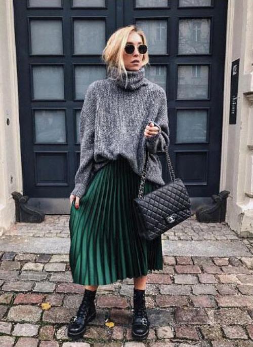 С чем носить зеленую плиссированную юбку. С чем носить юбку плиссе МИДИ? Подбираем обувь и верх