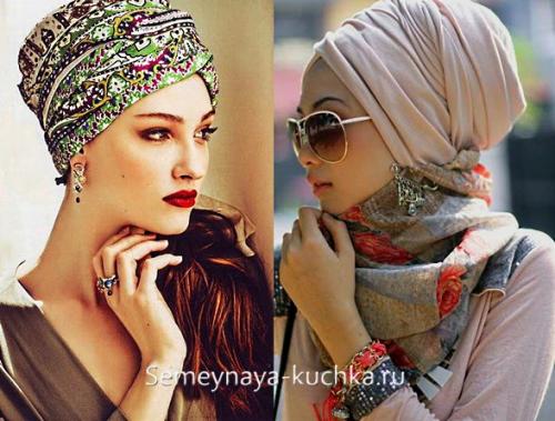 Как завязать палантин на голове капюшоном. Как красиво завязать на голове палантин зимой, весной, осенью? Как одевать палантин на голову с пальто?