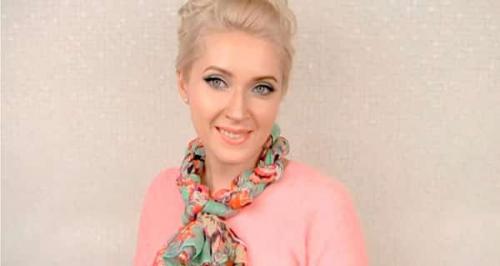 Как красиво завязать шарф на голове осенью и зимой женщинам. шарф-палантин на голове. 02