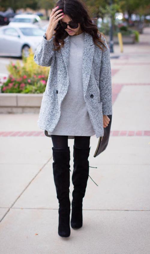 Платье с замшевыми сапогами. С чем носить замшевые сапоги на танкетке, каблуке и платформе