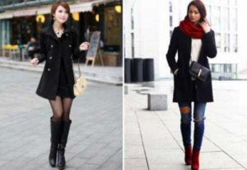 С чем носить черное пальто