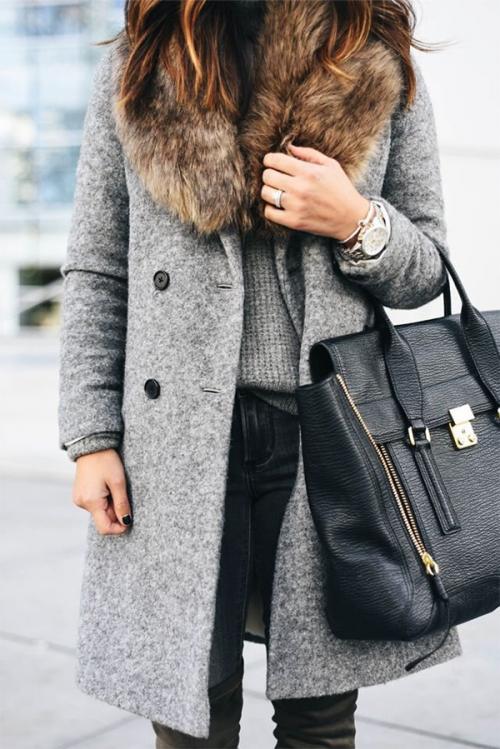 Пальто с меховым воротником женское. Зимнее пальто с меховым воротником — модные фасоны и модели