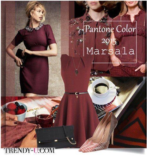 Платье марсала и украшение под него. Платье цвета марсала: с чем носить?
