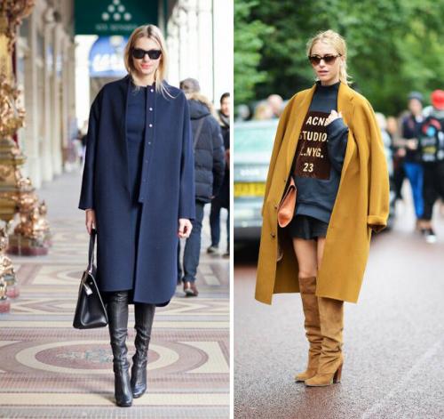 Какие головные уборы носить с пальто оверсайз женщине. Подходящая парочка для ножек