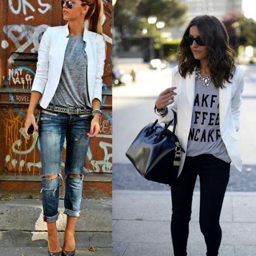 Как украсить женский пиджак. Фото модных моделей женских белых пиджаков