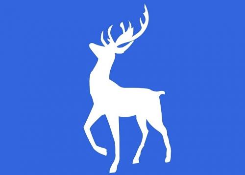 Контур новогоднего оленя. Трафареты оленей