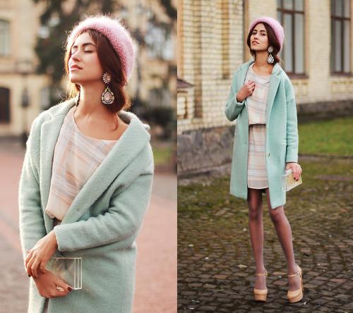 Мятный цвет зимой. С чем носить пальто мятного цвета