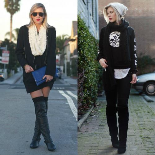 Сапоги черные без каблука с чем носить. С чем носить высокие сапоги без каблука – фото и описание стильных образов