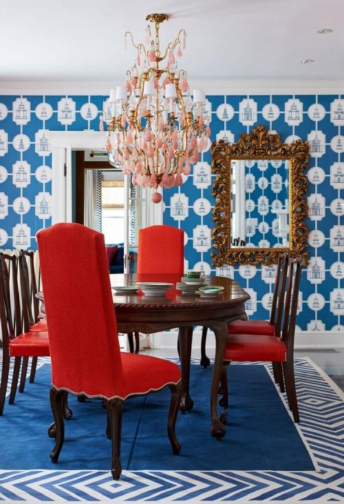 Сочетание синего цвета с другими цветами в интерьере — 125 фото