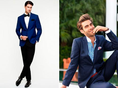 Сочетание синего цвета в одежде мужчин. Кому подходит