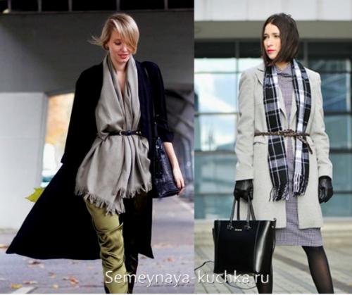 Идеи и схемы, как завязать ШАРФ и платок на пальто. ПЛАТОК и ШАРФ на пальто (25 идей, как завязать).