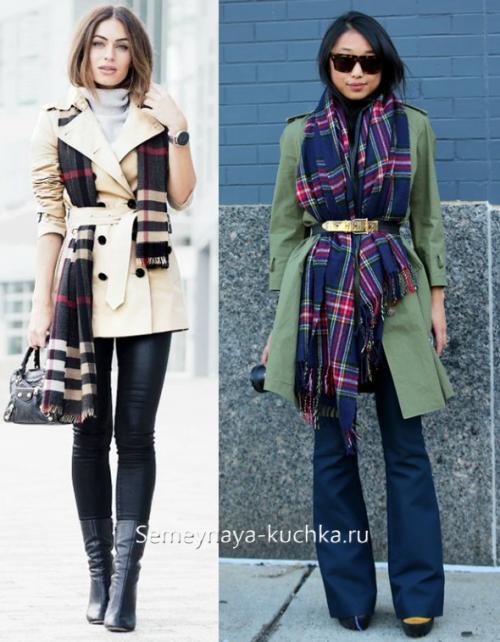 Идеи и схемы, как завязать ШАРФ и платок на пальто. ПЛАТОК и ШАРФ на пальто (25 идей, как завязать).