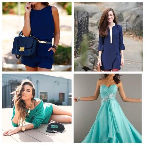 Синий цвет сочетание в одежде для женщин. Синий цвет