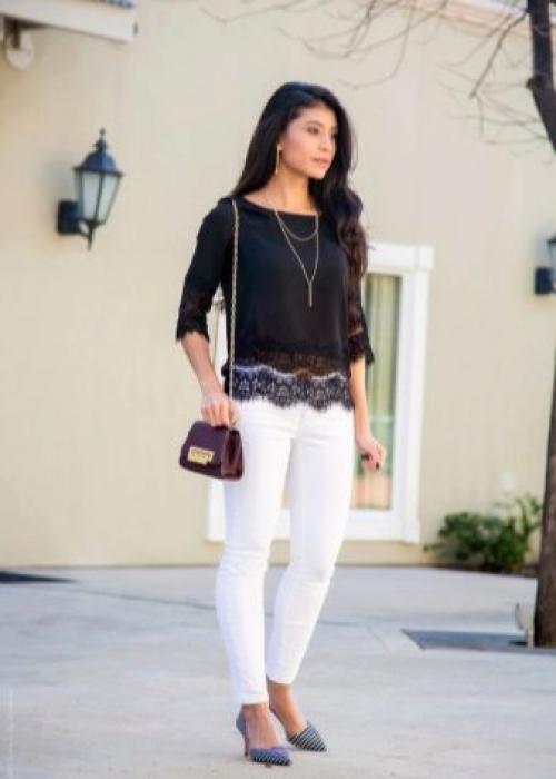 Как носить черную блузку. Модели 01