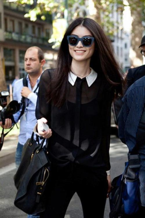 Как носить черную блузку. Модели 02