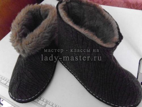 Как сшить меховые сапожки для дома. Меховые зимние тапки своими руками