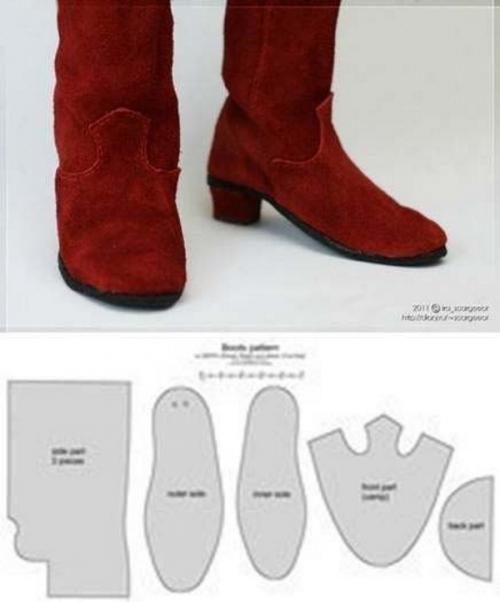 Выкройка кукольных сапожек. all Dolls