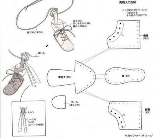 Выкройка кукольных сапожек. all Dolls