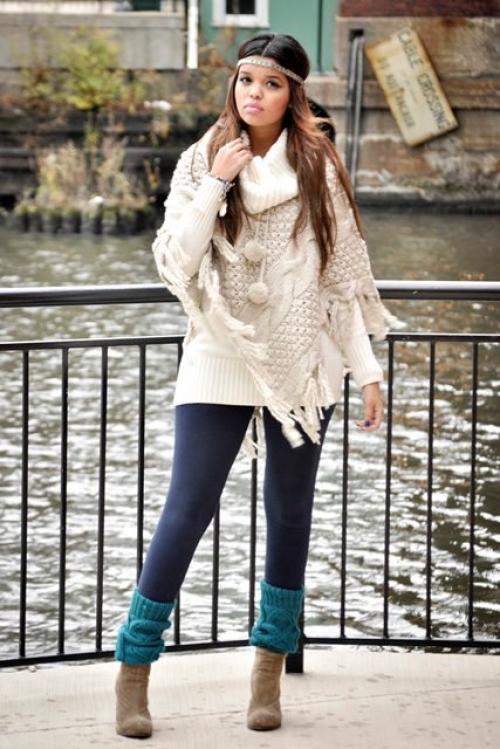 Какие цвета лучше всего сочетаются с чёрными гетрами выше колена осенью. С чем носить теплые гетры