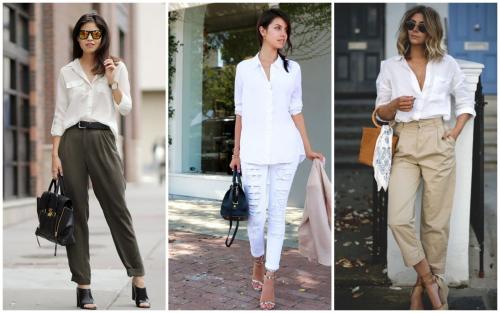 Какие аксессуары можно использовать для создания более романтичного образа с белой рубашкой. 10 образов с белой рубашкой