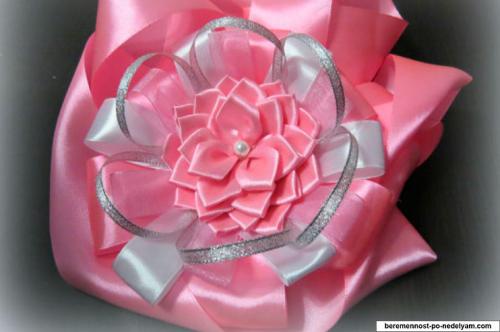 Как прикрепить атласную ленту к шапочке для девочки. Вынос ребенка из роддома – украшения для детского душа