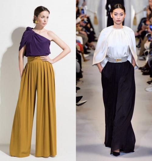 С чем носить брюки-палаццо: модные идеи образов