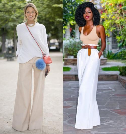 С чем носить белые брюки палаццо. С чем носить брюки-палаццо: модные идеи образов