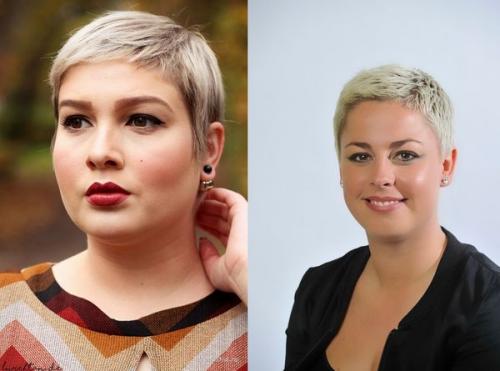 Короткой шеей стрижки для полных женщин с двойным подбородком. Модные стрижки для девушек с полным лицом