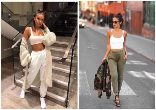 С чем носить брюки на резинке сверху. Примеры образов на разные сезоны