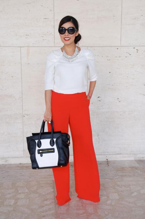 С чем носить красные широкие брюки с завышенной талией. Легенда о Red Pants