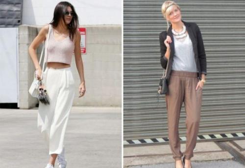 С чем носить кожаные брюки бананы. Стильные луки с брюками бананами