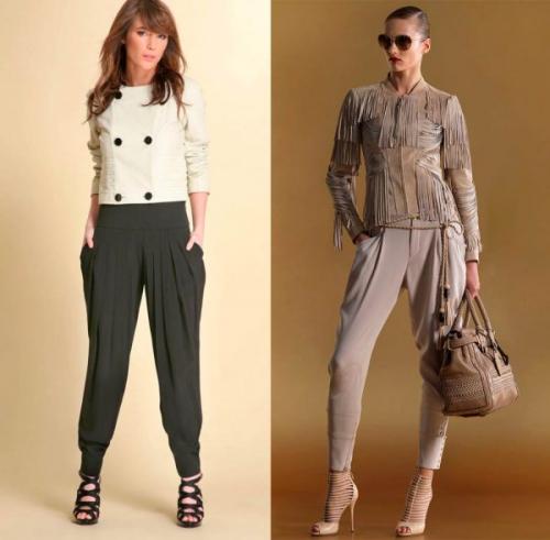 С чем носить кожаные брюки бананы. Стильные луки с брюками бананами