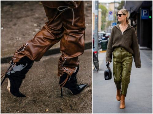 Как носить кожаные брюки зимой 2022. С чем носить женские кожаные брюки в 2022 году