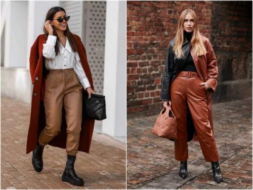 Как носить кожаные брюки зимой 2022. С чем носить женские кожаные брюки в 2022 году
