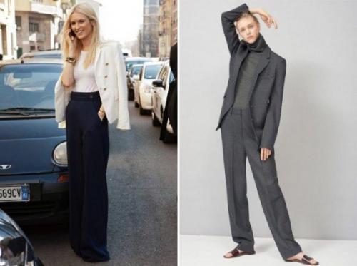 С чем носить широкие штаны. Удачные образы с широкими брюками