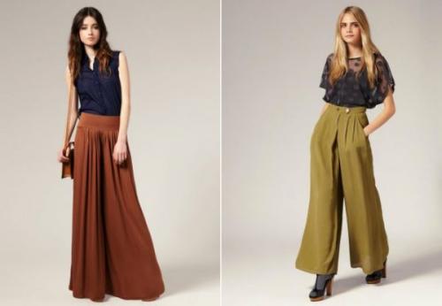 С чем носить широкие штаны. Удачные образы с широкими брюками