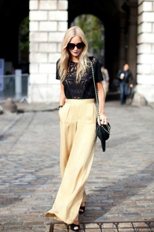 С какой верхней одеждой носить широкие брюки. Невероятно красивые широкие брюки или с чем носить широкие брюки
