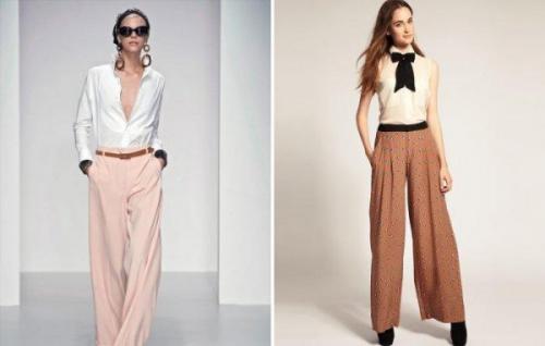 С чем носить широкие штаны. Удачные образы с широкими брюками