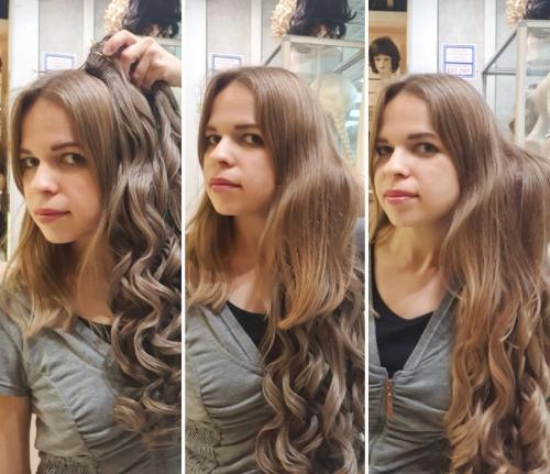 Височные накладные пряди для формирования двух кос. Накладка с волосами, что из себя представляет это приспособление 09