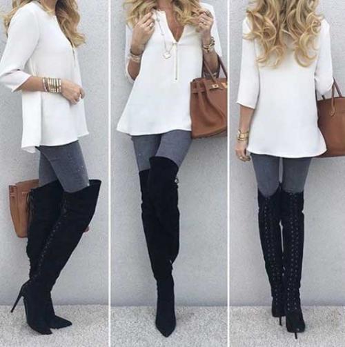 С какими вещами носить ботфорты, чтобы не выглядеть вульгарно? Образы