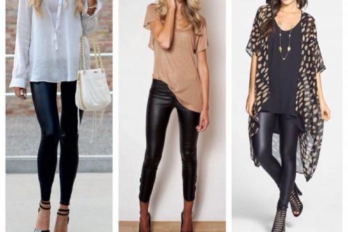 Кожаные леггинсы 2021. Модные зимние образы с кожаными леггинсами