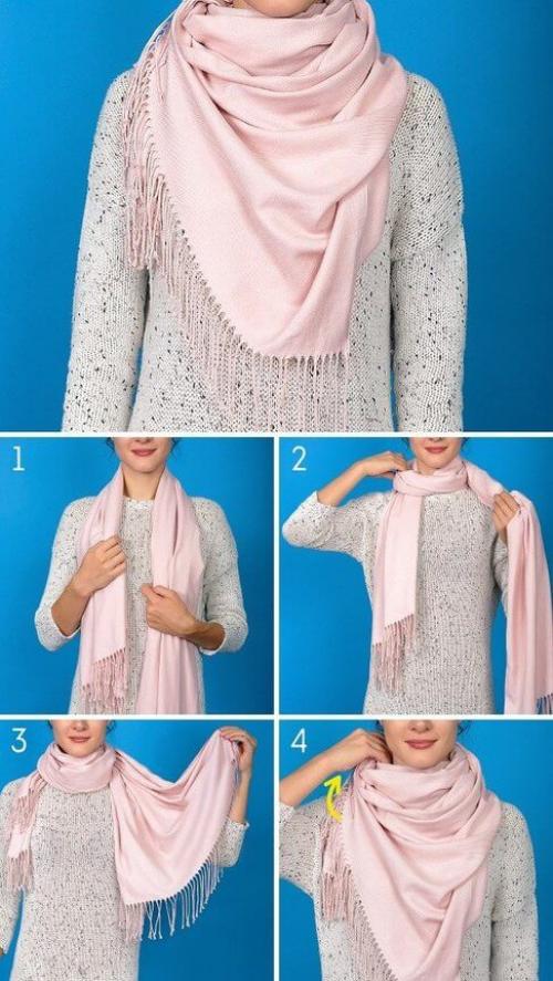 Как завязать палантин треугольником. Как красиво завязать палантин на голове и шее разными способами: фото и видео пошагово