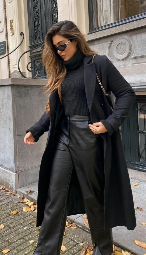 С чем носить Кожаные брюки в 2021. Хит! 2021 Кожаные брюки: купить и носить! 10