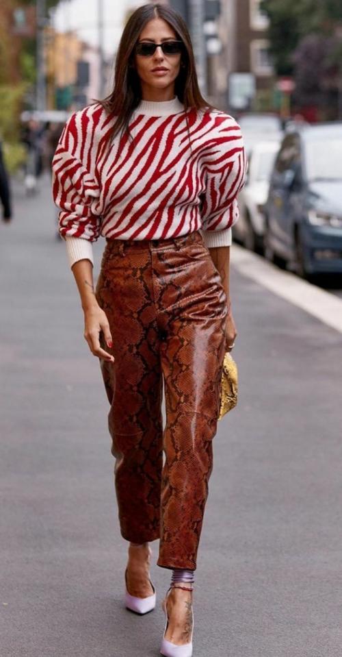 С чем носить Кожаные брюки в 2021. Хит! 2021 Кожаные брюки: купить и носить! 07