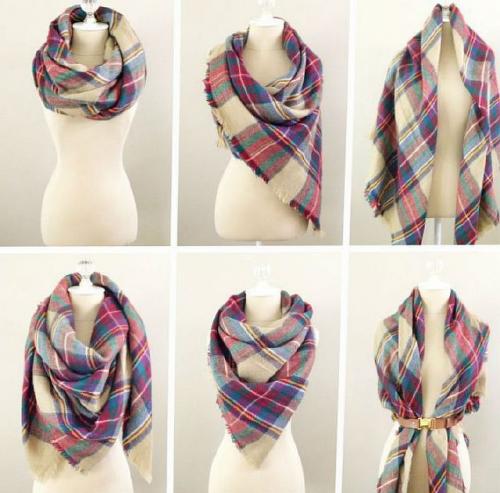 Как красиво завязать большой платок на шее. Как носить большой платок — 10 способов и 100 фото