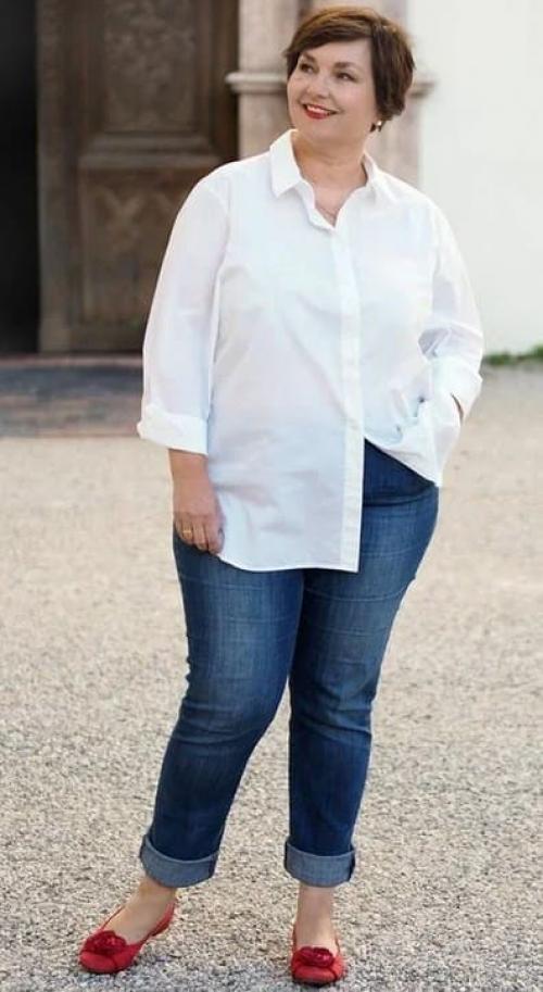 Как выбрать правильный размер и силуэт одежды для зрелой женщины. Базовая рубашка для полных