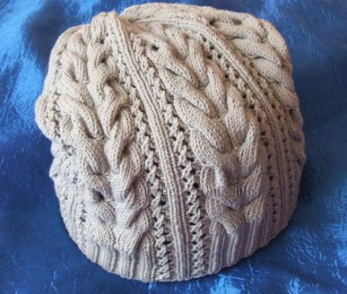 Объемная шапка с отворотом спицами. Шапка спицами, подборка