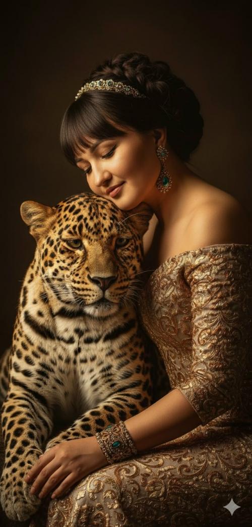 Промпты:   1 не меняя внешности женщины с фото, перед нами предстает портрет, наполненный чувственной близостью и утонченностью. 03