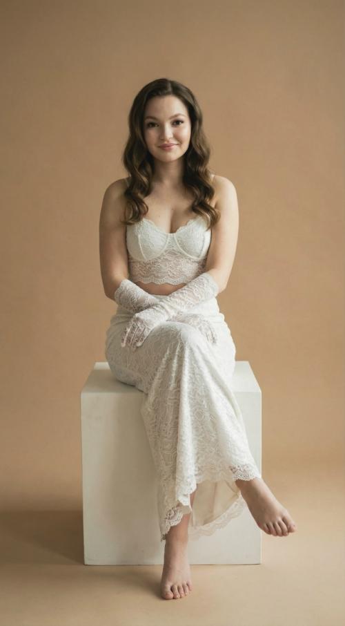 Промт: тип изображения: студийный Fashion - портрет в три четверти, выполненный в стиле высокой моды или свадебной съемки. 01