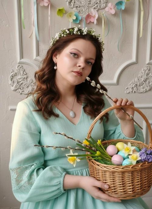 Концепция: нежная и светлая пасхальная история с элементами праздничного декора.  